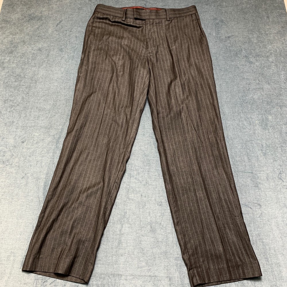 Axist Dress Pants Mens 34x32 Gray Striped Flat Front Mid Rise Career Formal
